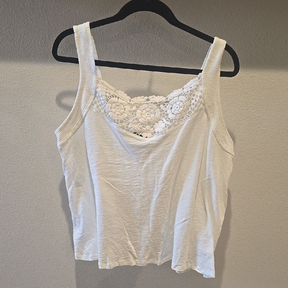 Wrangler White Lace Trim Tank Top